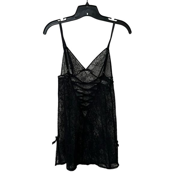Victoria’s Secret Black Lace Babydoll Slip Top Sz S Y2K Coquette Lingerie - Picture 4 of 11